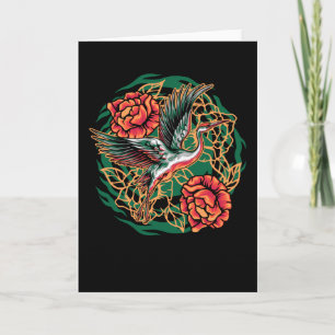 Carte Grues volantes japonaises avec design Rose