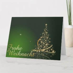 Carte Grünes Weihnachtsmotiv mit goldenem Weihnachtsbaum