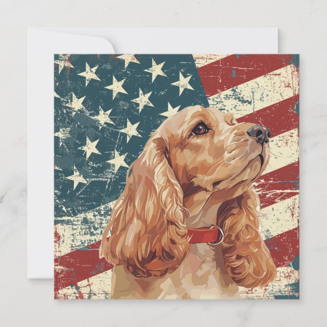 Carte Grunge American Flag Cocker Spaniel Dog (Devant)