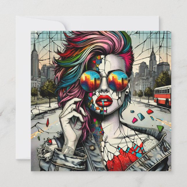 Carte Grunge Art | Femme fracturée Abstraite (Devant)