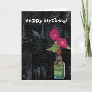 Carte Grunge Birthday Flowers in Vase