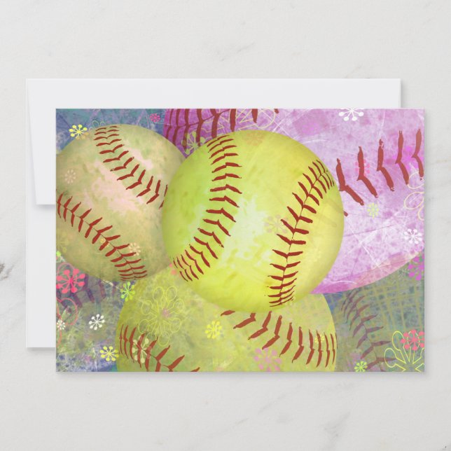 Carte Grungy Girl Softball (Devant)