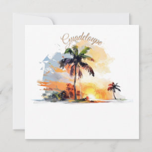 Carte Guadeloupe: Coucher de Soleil Tropical en Aquarell