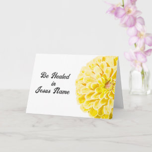 Carte Guérissez au nom de Jésus Fleur de Zinnia jaune