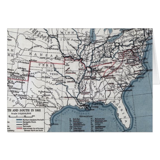 CARTE : GUERRE CIVILE, 1861 (Devant horizontal)