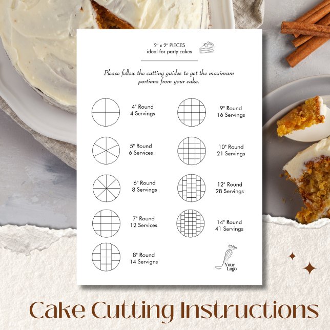 Carte Guide de coupe de gâteau Boulangerie ronde simple (Cake Cutting Guide Round Bakery Simple)