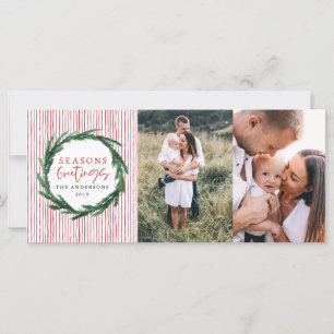 Carte Guirlande d'aquarelle + photo de vacances de Noël