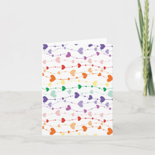 Carte Guirlande de cœur arc-en-ciel motif amour cordes V