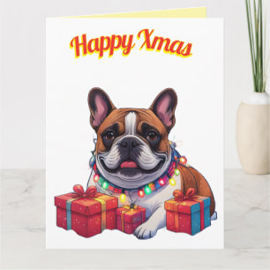 Carte Guirlande lumineuse Bouledogue français Bulldog fr