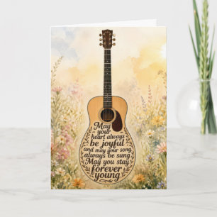 Carte Guitare acoustique d'anniversaire avec texte Forev