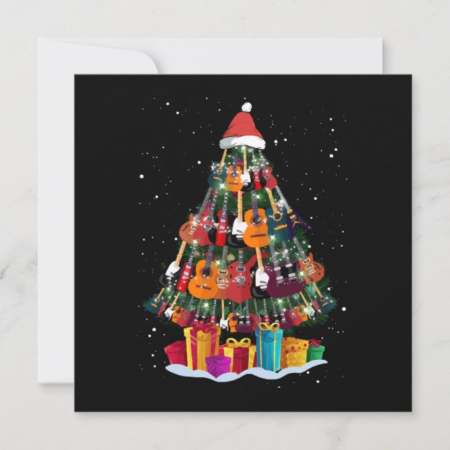 Carte Guitare Arbre de Noël Drôle (Devant)