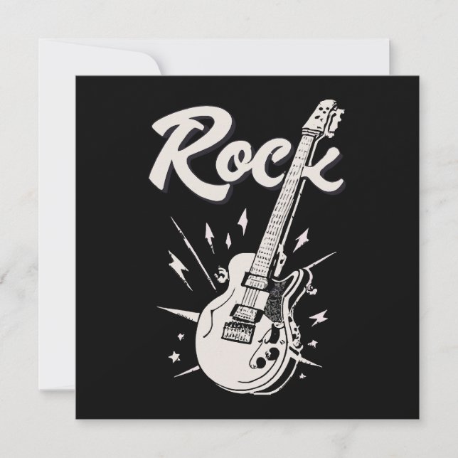 Carte Guitare électrique avec mot rock (Devant)