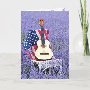 Carte Guitare et drapeau sur l'amitié des chaises
