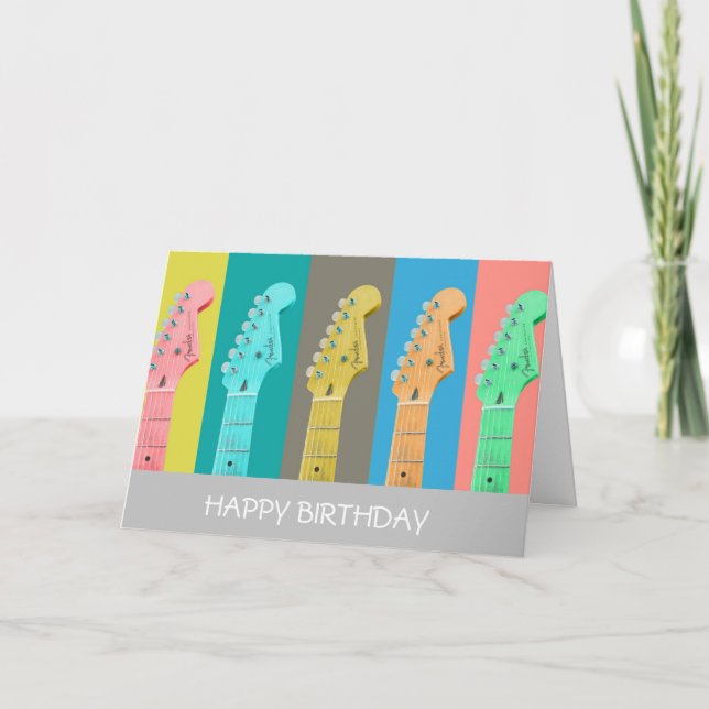 Carte Guitare rétro pastel musique moderne anniversaire (Devant)