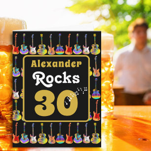 Carte Guitare Rock and Roll personnalisée pour 30e anniv