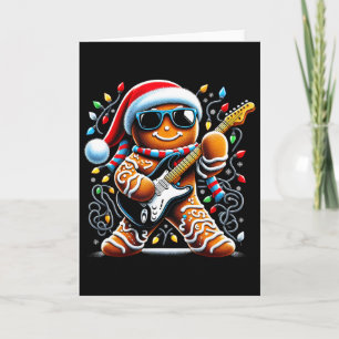 Carte Guitare Rock Gingerbread Jouant De La Guitare -drô