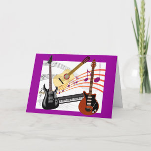 Carte Guitares cool Notes clavier et musique Anniversair