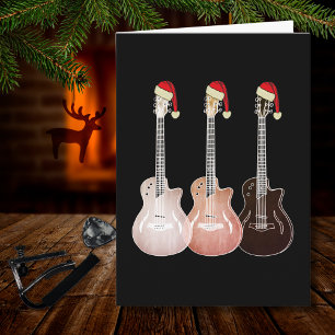 Carte Guitares électriques de Noël Vintage Festive Retro