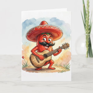 Carte Guitariste au piment rouge Cinco de Mayo
