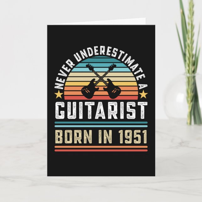 Carte Guitariste né 1951 70e anniversaire Guitare Cadeau (Devant)