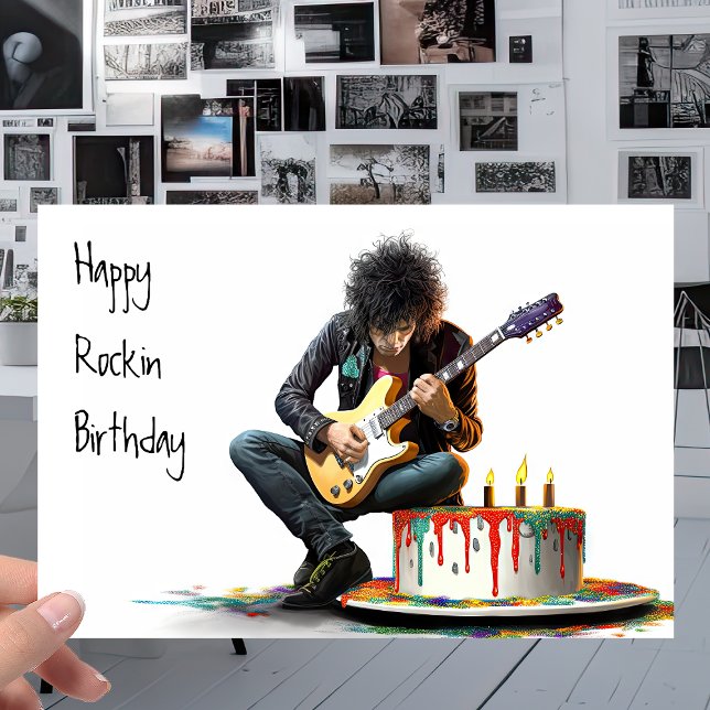 Carte Guitariste Rock Music - Cool Happy Rockin Birthday (Créateur téléchargé)