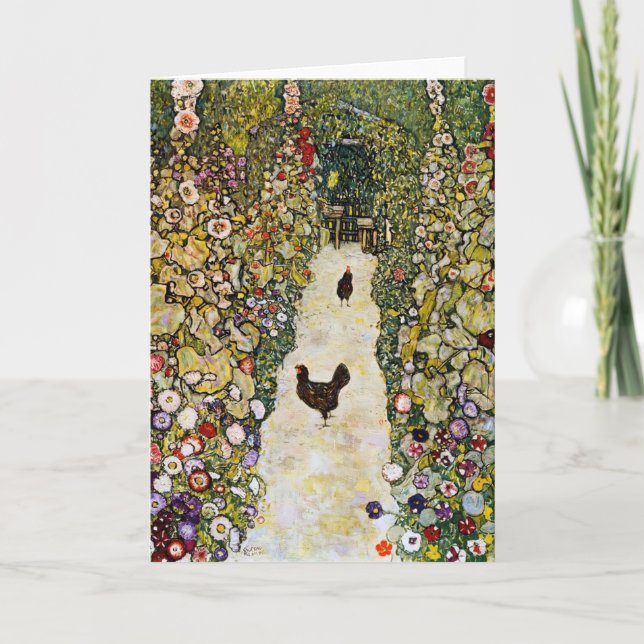 Carte Gustav Klimt - Chemin du jardin avec poulets (Devant)