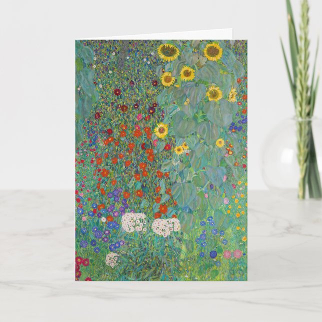 Carte Gustav Klimt - Jardin de campagne avec tournesols (Devant)