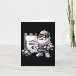 Carte Gym Gnome Graphisme Drôle Avec Dumbbells Pour Homm