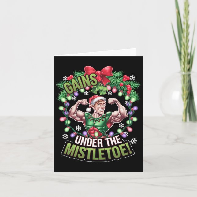 Carte Gymnase Pour Elf De Noël Drôle Gains Sous Le Mi (Devant)