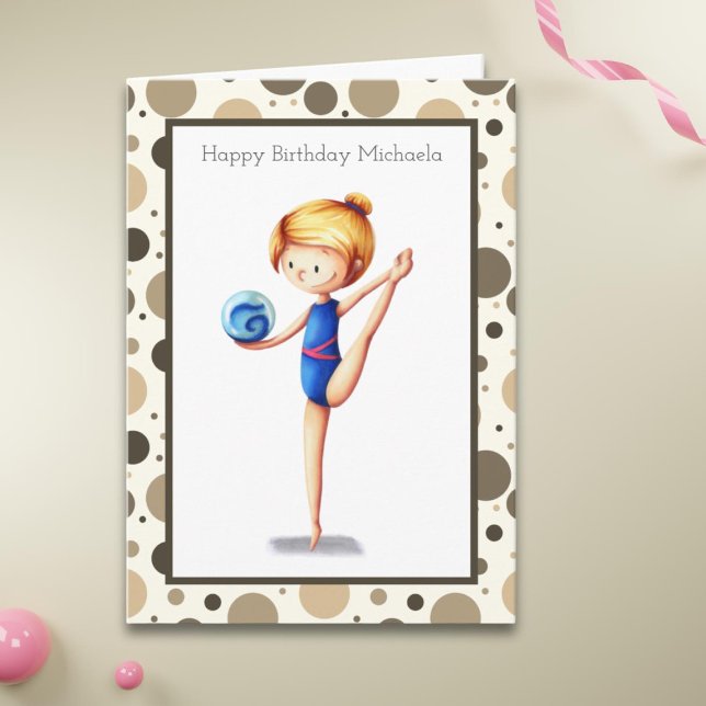 Carte Gymnaste rythmique mignonne avec Ball Joyeux anniv (Créateur téléchargé)