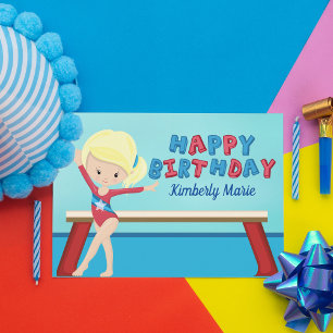 Carte Gymnastique Girl Cute Blonde Gymnaste Anniversaire