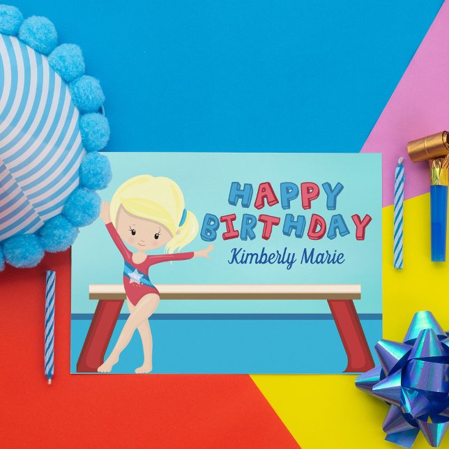 Carte Gymnastique Girl Cute Blonde Gymnaste Anniversaire (Créateur téléchargé)