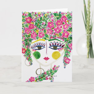 Carte Gypsy Garden Girl Cherry Blossom - Note Card