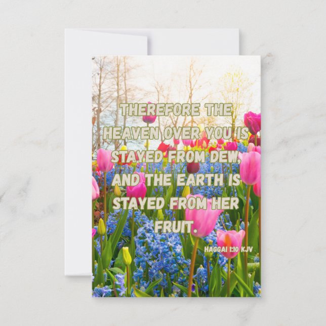 Carte Haggai 1:10 KJV Bible Verse Christian Devotion Pic (Devant)