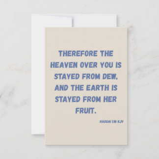 Carte Haggai 1:10 KJV Bible Verse Dévotion chrétienne