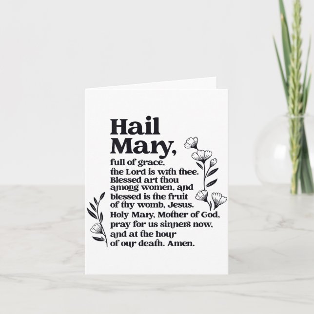 Carte Hail Mary Prayer Marian Floral Christian Blessed M (Devant)