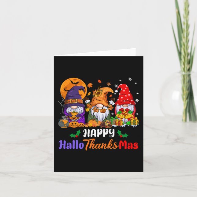 Carte Hallothanksmas Halloween Thanksgiving Gn de Noël (Devant)