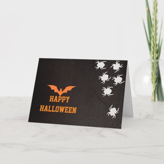 Carte Halloween 2020 heureux avec Black Bat et Spider we (Devant)