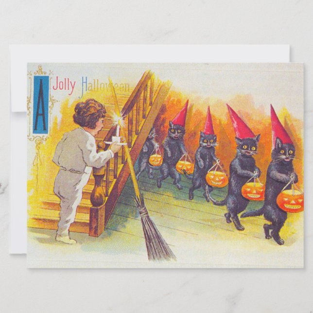 Carte Halloween à la gelée (chats noirs) (Devant)