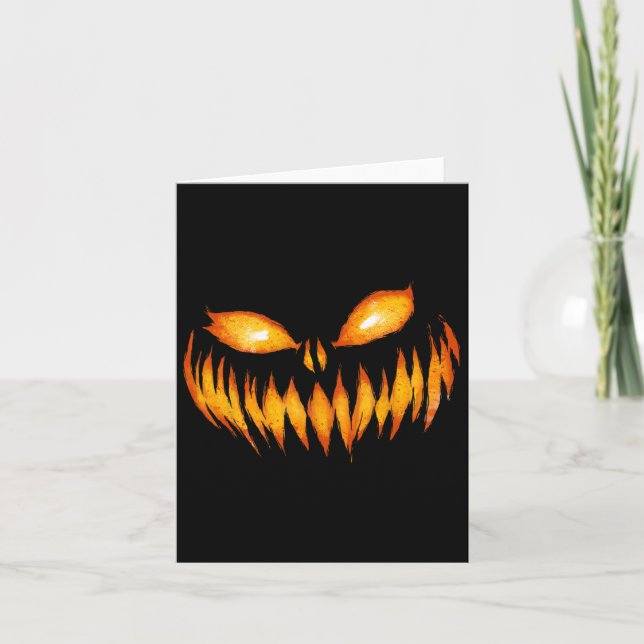 Carte Halloween à la tête de Citrouille sculpté de Jack- (Devant)