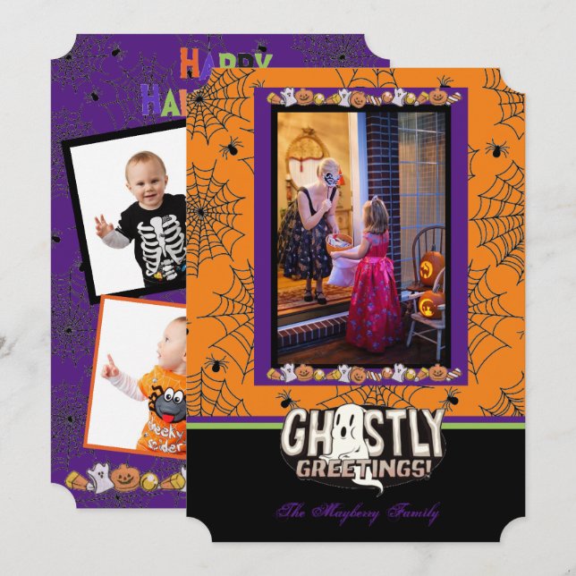Carte Halloween Ajouter votre photo (Devant / Derrière)