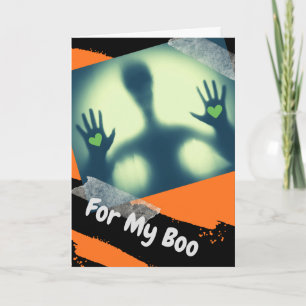 Carte Halloween Alien de deux coeurs pour mon livre