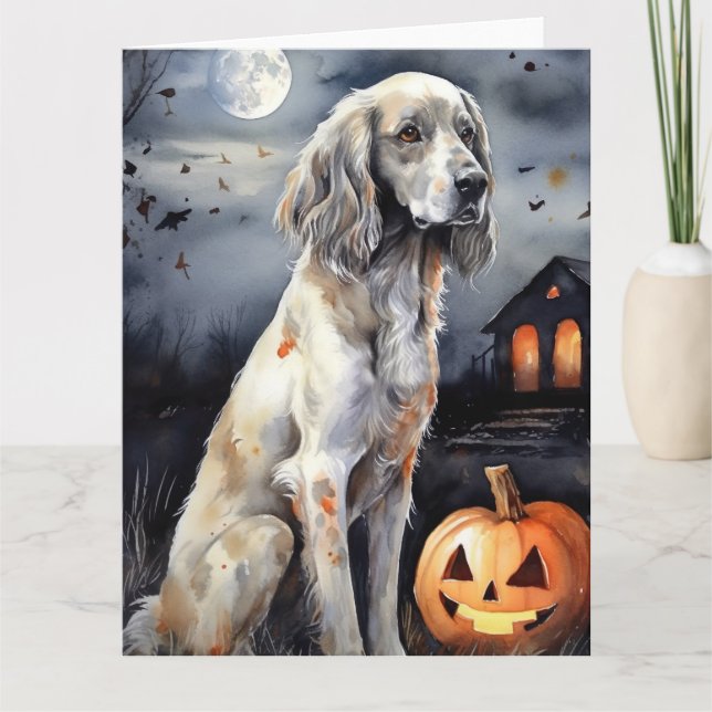 Carte Halloween Anglais Setter Avec Scentation Citrouill (Devant)