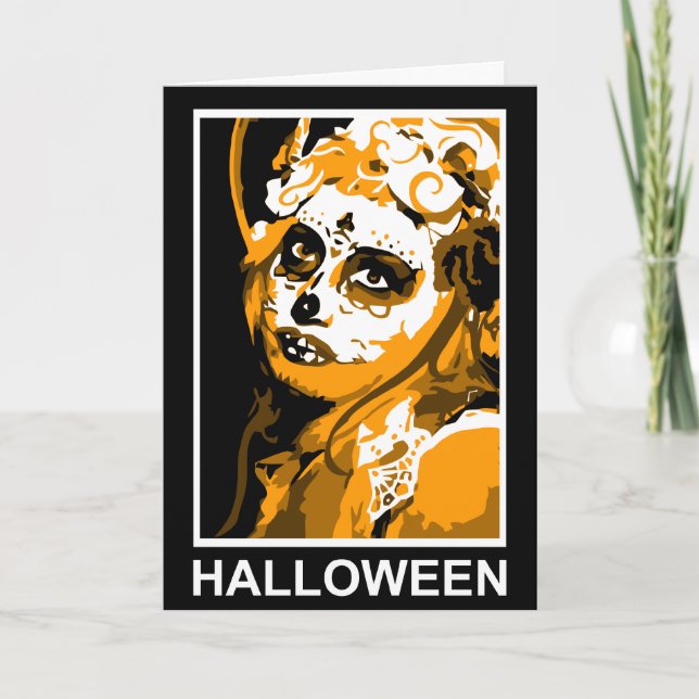 Carte halloween au crâne de sucre (Devant)