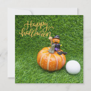 Carte Halloween au golf avec balle de golf Halloween