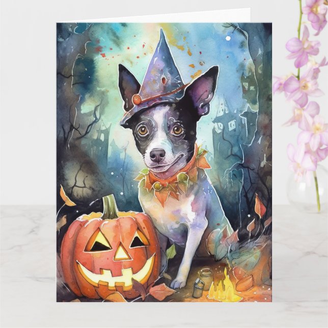 Carte Halloween Australian Cattle avec citrouilles épouv (Orchidée)