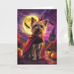 Carte Halloween Australien Terrier Chien Citrouille peur