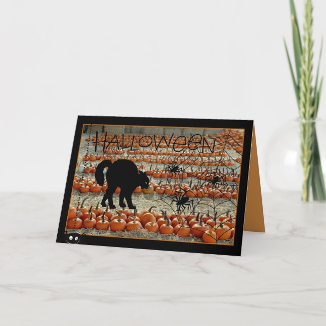 Carte Halloween avec chat noir (Devant)