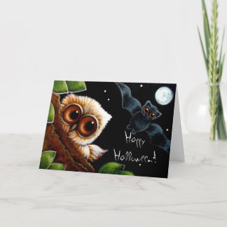 CARTE HALLOWEEN BABY OWL & BAT