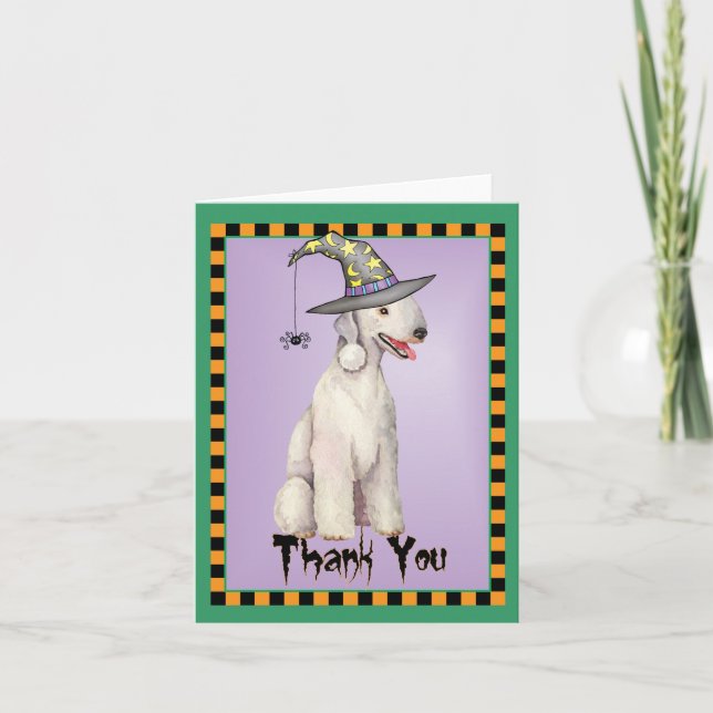 Carte Halloween Bedlington Terrier Merci (Devant)